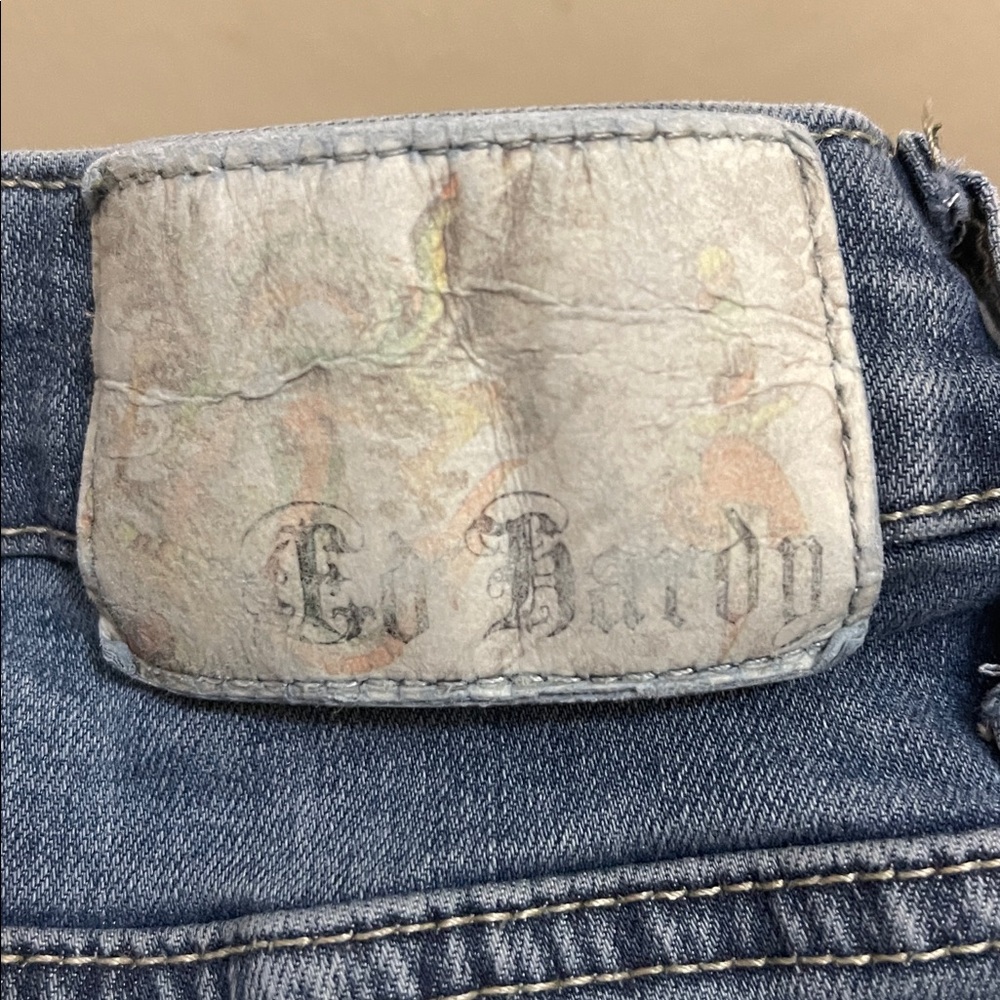 Ed Hardy Women's Brave Hearts Stay True Eagle Wide Leg Jeans Med Vintage Wash 24 - Picture 14 of 15